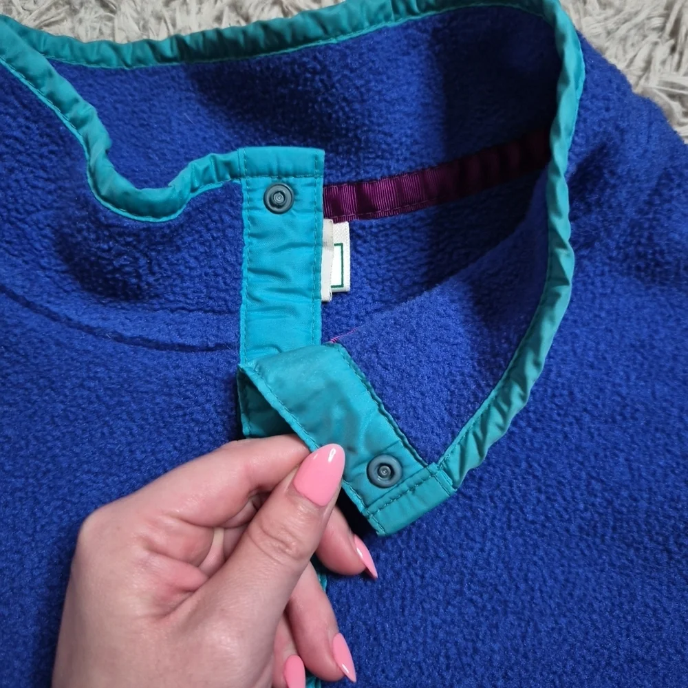 Mens Vintage LL Bean Fleece Pullover Sweater Size Large Tall LT TL Blue Preppy ✨ - Picture 5 of 11